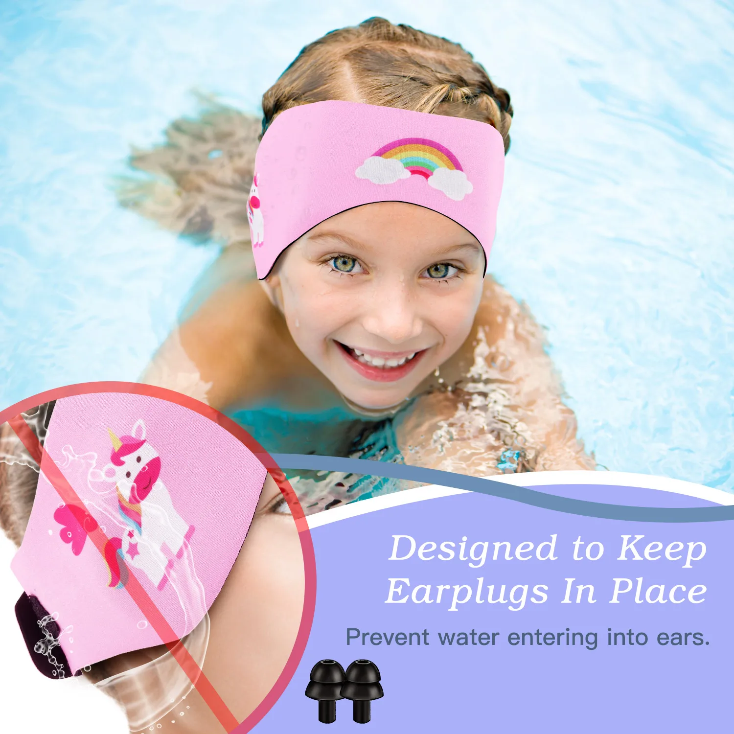 Bande de natation étanche pour enfants, protection des oreilles, réglable, empêche l'eau de s'échapper, natation, plongée