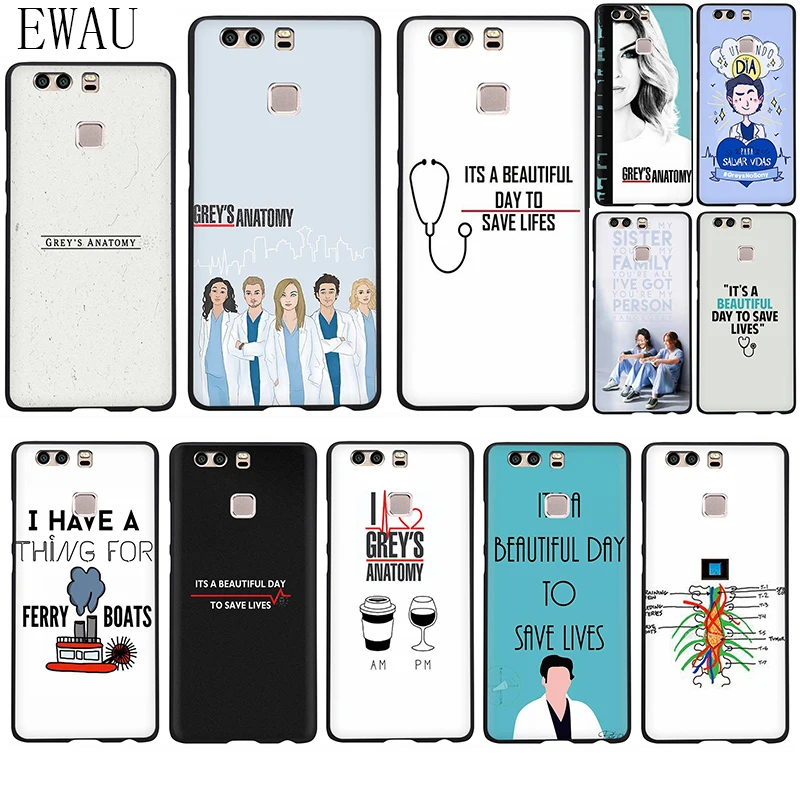 Чехол для телефона EWAU серый анатомический Мягкий силиконовый чехол Huawei P8 P9 P10 P20 P30