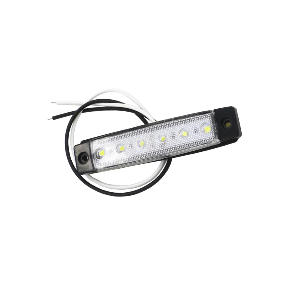 

1x 12V 24V 6 LED Truck Bus Boat Trailer Side Marker Indicators Light Lamp White lights small lights Car styling