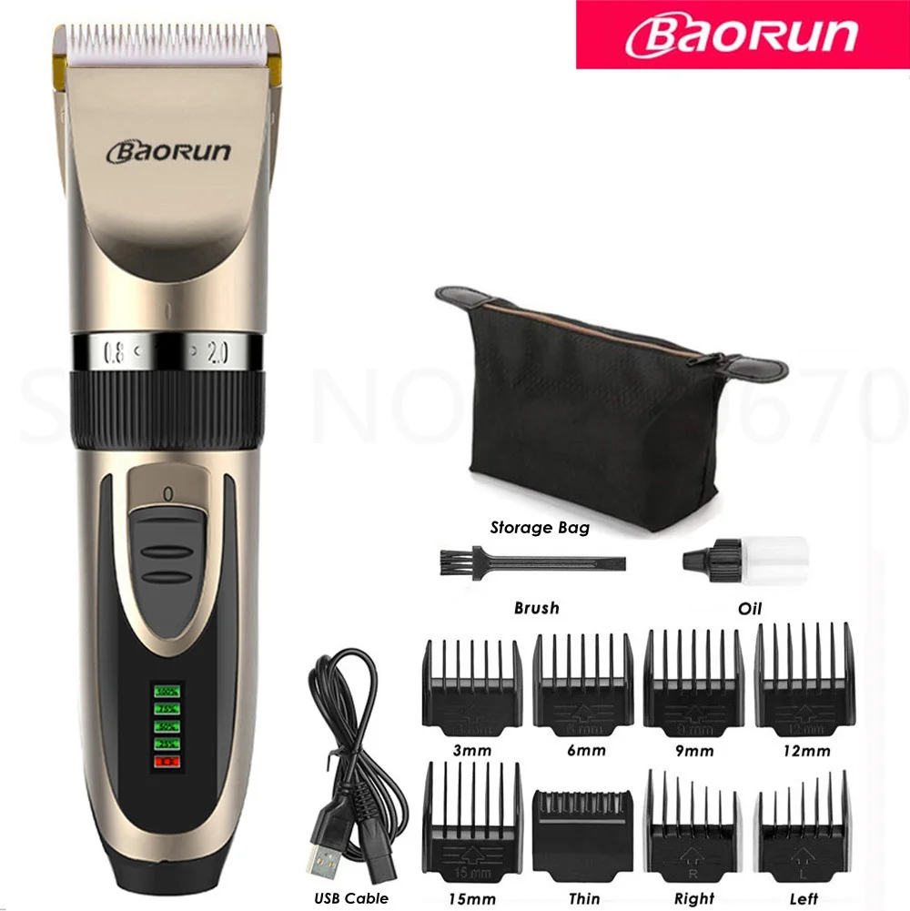 BaoRun Dog Clippers Dogs Grooming Clipper Shaver USB Rechargeable Professional Pet Cat Hair Trimmer Low-Noise Haricut Machine pet clipper dog hair trimmer pet hair trimmer dog clipper
