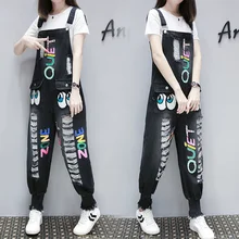 Cartoon Sequins Women Jumpsuits Loose Hip Hop Strap Rompers Casual Big Pocket Denim Overalls Fashion Harlan Hole Jean Jumpsuit Cartoon Sequins Women Jumpsuits Loose Hip Hop Strap Rompers Casual Big Pocket Denim Overalls Fashion Harlan Hole Jean Jumpsuit