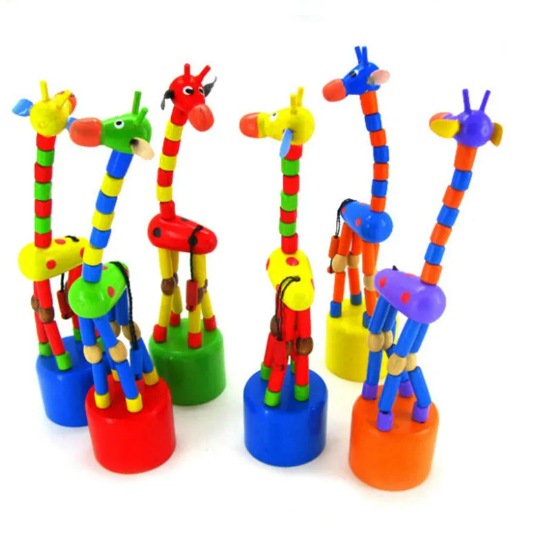 

1Pcs Funny Cartoon Rocking Giraffe Wooden Toy Figures Cute Novelty Dancing Colorful Animals Toys Creative Practical Jokes Toy