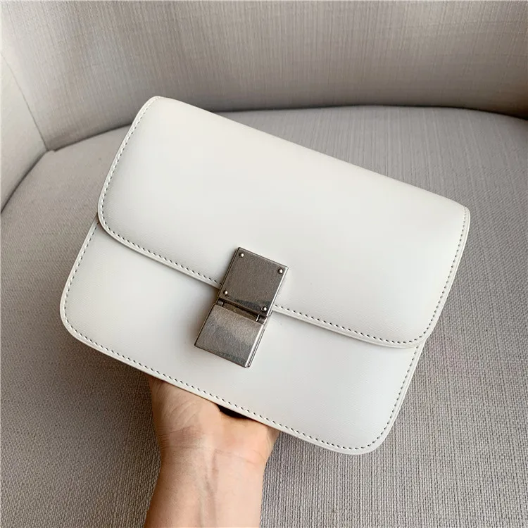 Бобы творог сумки стюардесса сумки с одним плечом наклонной коровьей кожи, маленькие квадратные сумки, ручные потертые сумки в - Цвет: white