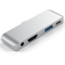 USB C концентратор адаптер для iPad pro USB-C-type C PD Зарядка 4K HDMI USB3.0 3,5 мм наушники для MacBook Pro samsung S8 S9 S10