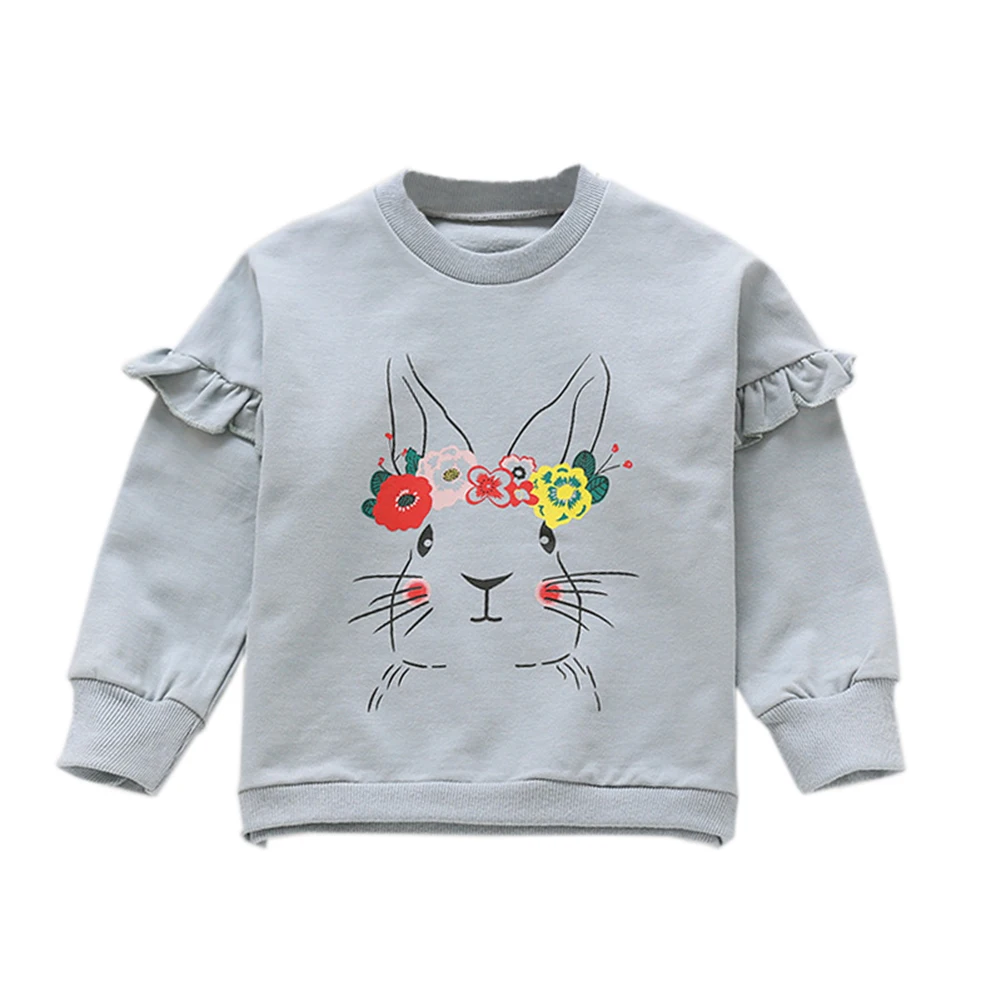 Light Blue Rabbit Коллекция года, пасхальный наряд кролика для маленьких девочек, свитер с длинными рукавами с круглым вырезом и рисунком кролика, белые, розовые топы, футболка, пуловер, От 2 до 6 лет - Цвет: Light Blue Rabbit
