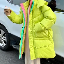 Зимняя женская куртка, пальто с капюшоном, парка с карманами, новинка, Женская куртка ярких цветов, верхняя одежда для женщин размера плюс, зимние пальто MY21