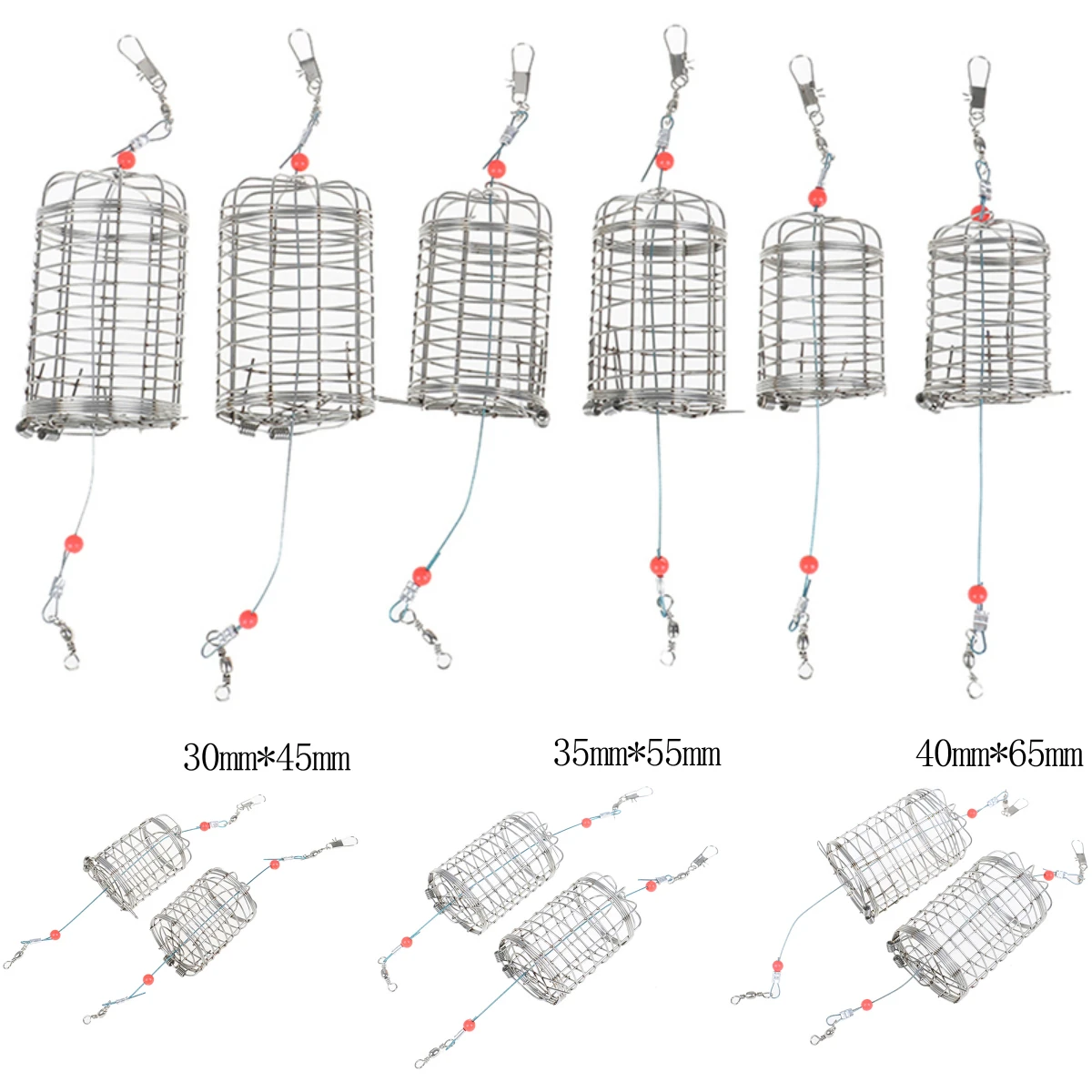 

2Pcs Stainless Steel Wire Fishing Lure Conical Cage Fish Bait Lure Fishing Accessory Bait Cage Fishing Trap Basket Feeder Holder