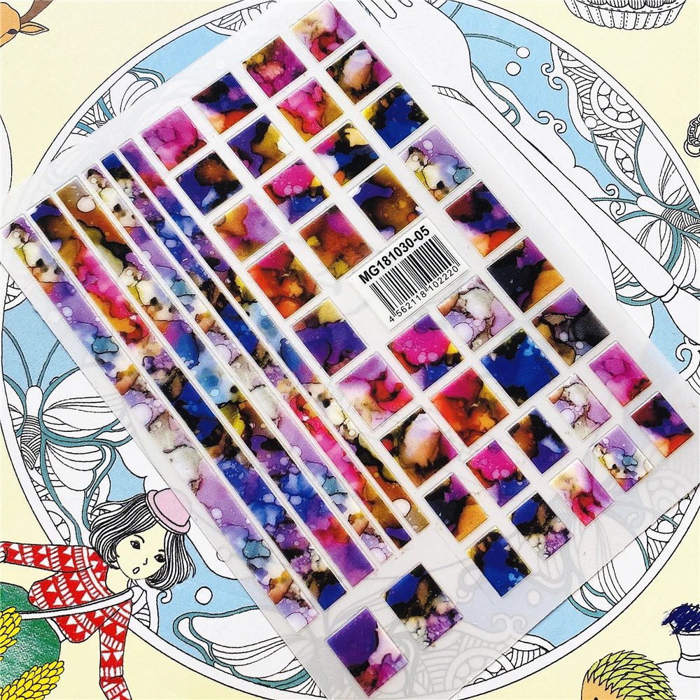 

MG181030-05 MG190102-06 Marble agate pattern texture 3D Back glue Nail Art Stickers Decals Sliders Nail ornament decoration