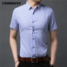 COODRONY Brand Cotton Shirt Men Classic Striped Camisa Social Masculina Spring Summer Short Sleeve Business Casual Shirts C6028S