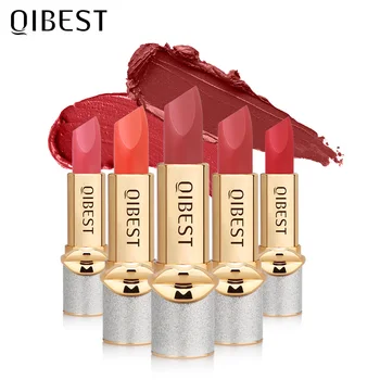 

QIBEST 6Colors Velvet Matte Lipstick Waterproof Moisturizing Lipsticks Women Diamond Red Lipstick Lip Tint Makeup Cosmetic Gift