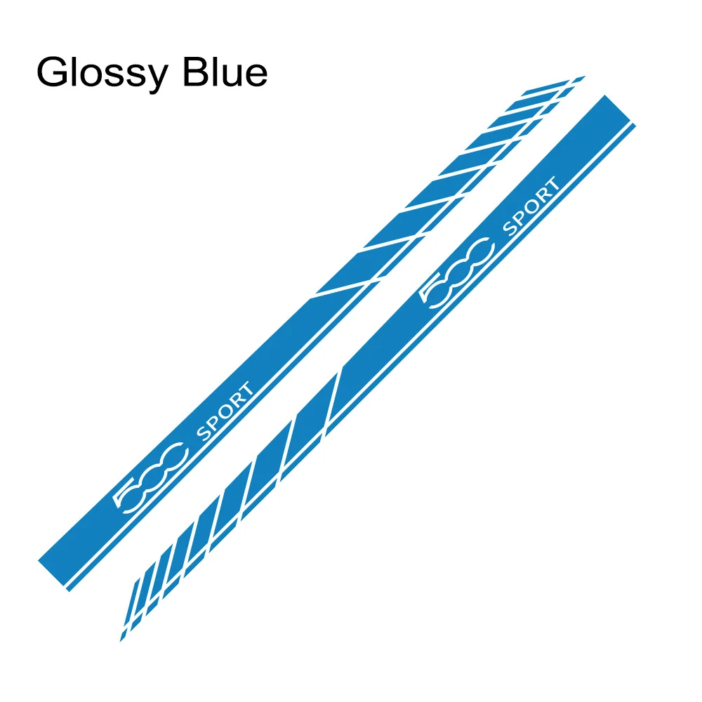 2 шт., спортивный стиль, наклейки для боковой двери автомобиля, юбки, авто полоски, декоративные наклейки для Fiat 500, виниловые наклейки для тела, автомобильные аксессуары - Название цвета: Glossy Blue