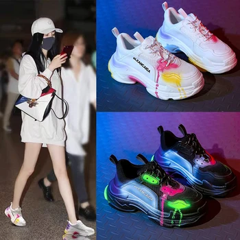 

Women Sneakers 2020 Fashion Casual Shoes Woman Comfortable Breathable White Flats Female Platform Chaussure Femme Reflective