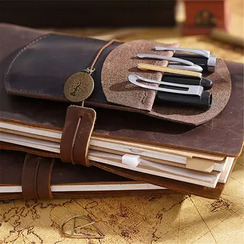 

Portable Work Pouch Pocket Protector Genuine Leather Pencil Case Holder DXAC
