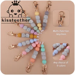 Kissteether Silicone Beads Acrylic Keychain For Keys Wristlet Bracelet Pendant Keyring For Women Tassel Charms Keychain Toy Gift