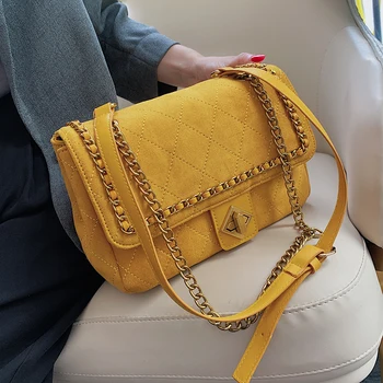 

SWDF Small Solid Color Chain Scrub Leather Shoulder Bags For Women 2020 Luxury Quality Handbags Designer Crossbody Messenger Bag