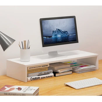 

Office Computer Monitor Protect Neck Heightening Shelf Display Base Bracket Desktop Storage box wooden finishing Rack