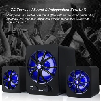 

Computer Speaker With LED Light USB Wired Combination Bass Stereo Speakers Music Player Subwoofer for Laptop PC