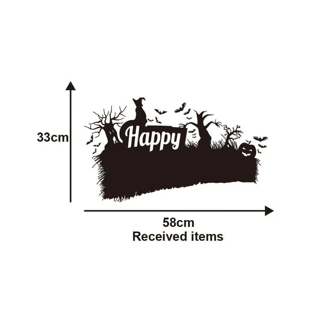 

Creative Halloween Witch Castle Pumpkin Lamp Bat Wall Sticker Removable Home Festival Decoration