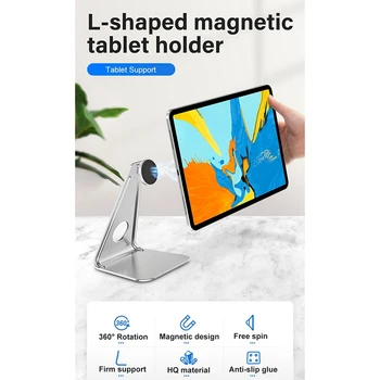 

Desktop Holder Tablet Stand 360 Rotation Metal L-Shaped netic Tablet Tabletand Bracket for IPad Air Mini 1/2/3/4 Pro