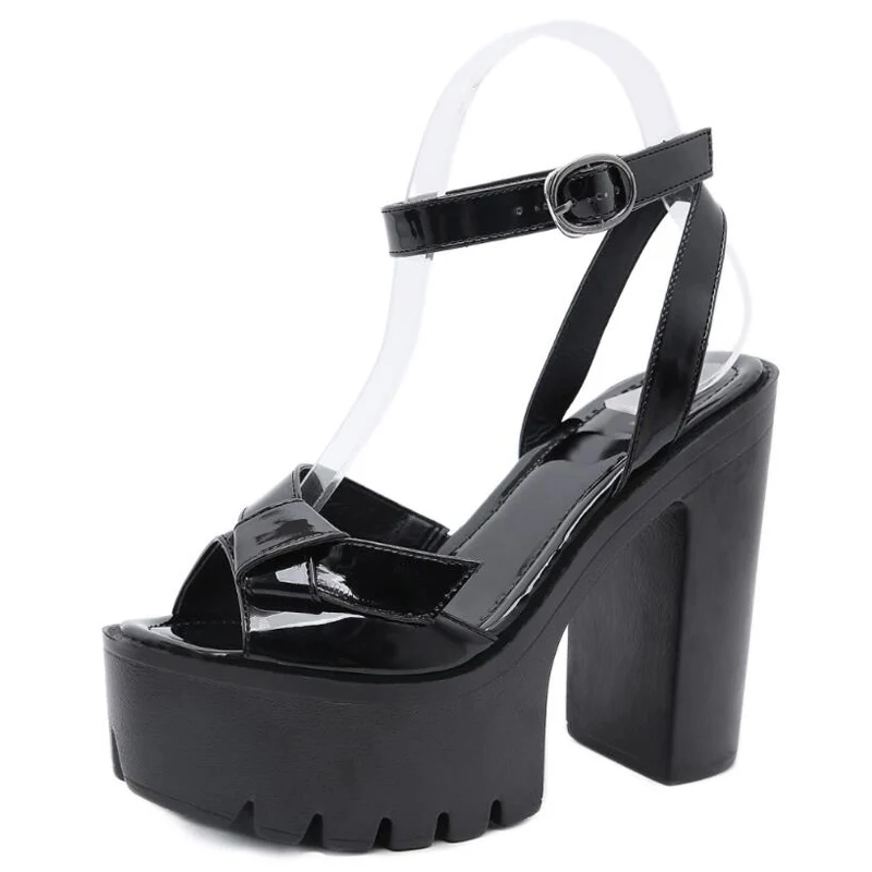 

platform heels Punk Rock Gothic Sandals Women Peep Toe Buckle Chunky High Heels Sandals block heel sandal LJB114