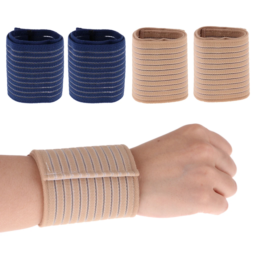 2 Pairs Compression Sleeve Support Elastic Bandage Straps Brace Wrist Protector Pad