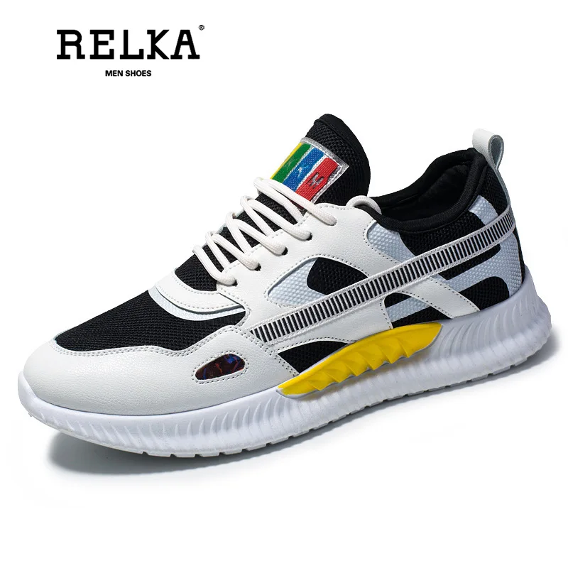 

RELKA Men's Shoes Spring Summer Autumn White Breathable Casual Walking Sneakers Comfortable Mesh Punching Men Shoes Y11