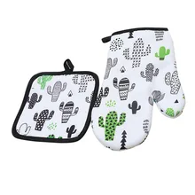 2 шт кактус изоляционный коврик перчатки термостойкие барбекю кухонные прихватки для духовки коврик рукавицы коврик термостойкие Нескользящие перчатки