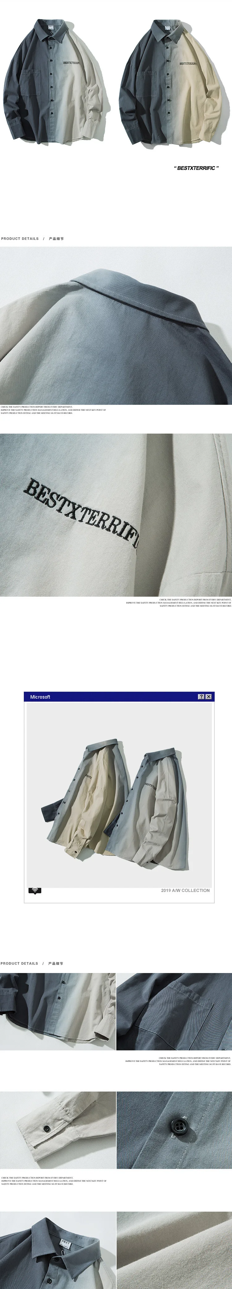 2019 Новая Осенняя гавайская рубашка с надписью camisa, с вышивкой, в японском стиле, уличная, в стиле хип-хоп, длинная, свободная, тонкая, мужская
