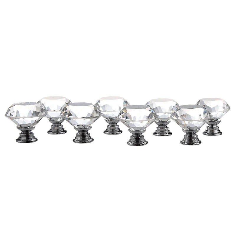 

8 in 1 diamond crystal furniture knob furniture handles glass furniture knob door cabinet handles transparent