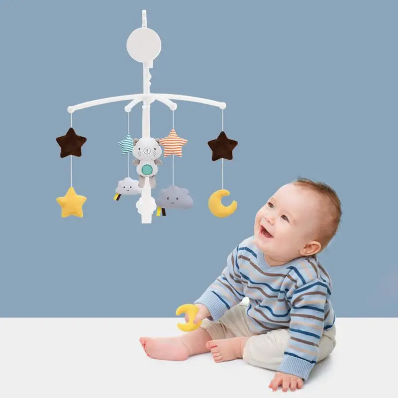 Presentes de Aniversário Bebê Bonito Berço Titular Chocalhos 0-12 Meses Música Girando Cabeceira Sino Crianças Criança Calmante Pano Brinquedo 10 High Quality Mamãe e Bebê