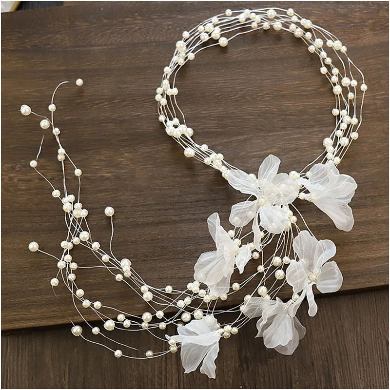 

New Fashion Bridal Wedding Jewelry Accessories Sets Tiaras de Noiva Handmade Pearls Bride Hairhoop for Bride Headbands Headpiece