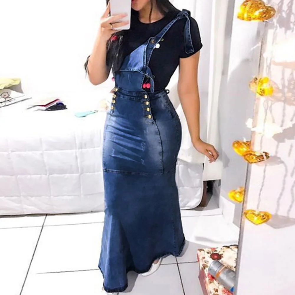 Overalls Fashion Jean Dresses Plus 