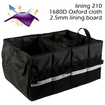 

Waterproof Durable Multi Compartments Car Trunk Organiser Collapsible with Sturdy Base Hook Fastener for SUV