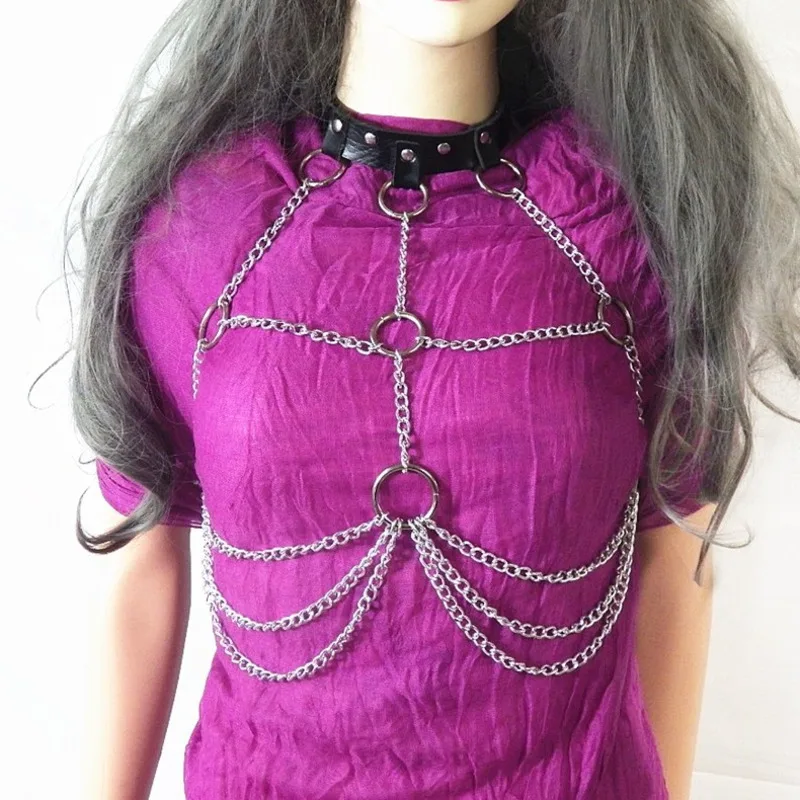 

New Fashion Body Chain Bra Goth Punk Rock Leather Belt Chain Club Black Wedding Party Xmas Gifts Women Men Jewelry Wholesale