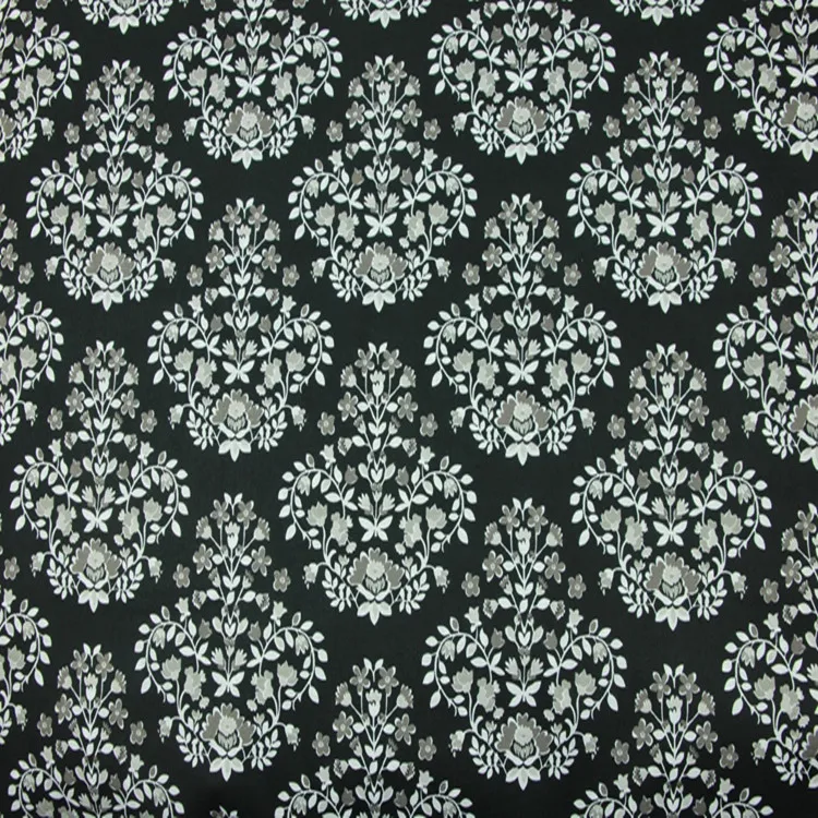 140 см ширина Дамасские цветы черный хлопок ткань для девочек одежда постельные принадлежности набор домашний текстиль занавески наволочки Sewing-BK798