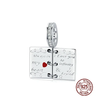 

MOWIMO Real 925 Sterling Silver Story Notebook Dangle Charms Bead Fit Original Pandora Bracelet Pendant Lover Jewelry BKC1262