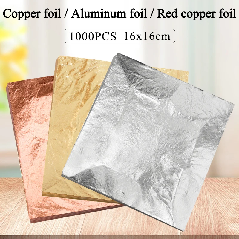 16cm/14cm 100pcs/Pack Imitation Gold Leaf Paper Gold Foil Sheets Gilding  Copper Foil for Arts Crafts Painting Silver Foil