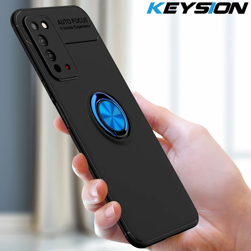 Чехол KEYSION с металлическим кольцом для Honor X10 5G 30 Pro + Plus 30s 9C 9S 9A силиконовый