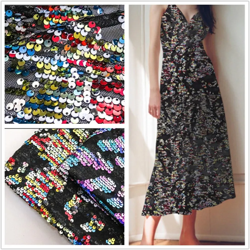 

Multi-color sequin embroidery fabric stage costumes fashion fashion sequins embroidered fabric