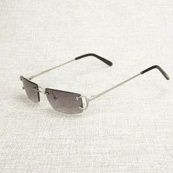 

Vintage Small Lens Square Sunglasses Men Rimless Eyewear Women for Outdoor Clear Glasses Metal Frame for Reading Oculos Shades