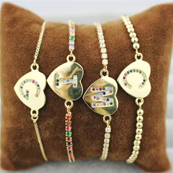 

10pcs Handmade cz letter bracelet, cz harm connector jewelry wholesale,cheap handmade fashion bracelets