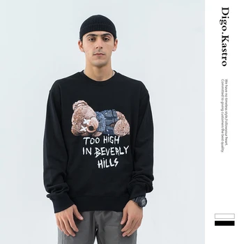 

2019 New Internet Celebrity Sleeping Bear Sweatshirt Tide Brand Round Neck Print Men / Women Hoodies Streetwear Couple Pullover