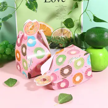 

25Pcs Paper Box Beautiful Printing Cake Gifts Packing Paper Box Storage Box for Wedding Party Festival (Pink Doughnut)
