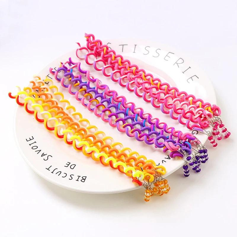 

6pcs/lot Rainbow Color Cute Girl Curler Hair Braid Hair Styling Tools Hair Roller Braid Maintenance The Princess Hair Accessory
