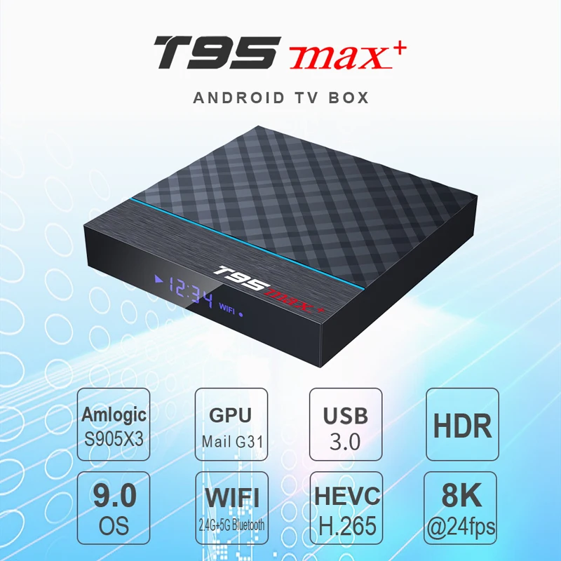 4G 64G TV Box Android 9.0 S905X3 Quad Core Smart Mini PC 4G64G TVbox Dual Wifi Bluetooth Streaming Media Player T95 Max Plus