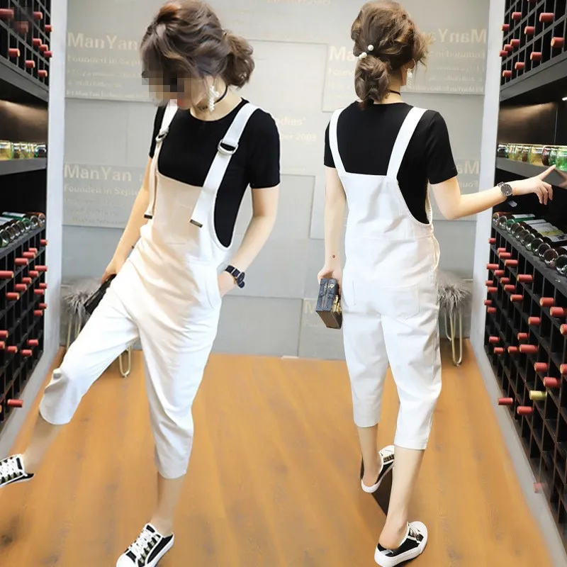 Overalls Suit Women Summer Women's Two Piece Set New Loose Korean Version Spring Autumn Cute Slim Nine Pants Female 2 Piece Suit