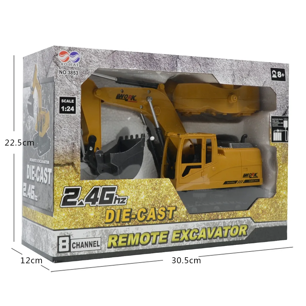 rc alloy engineering vehicle car toy for boy hydraulic crawler excavator remote control truck model machine on the radio 10CH