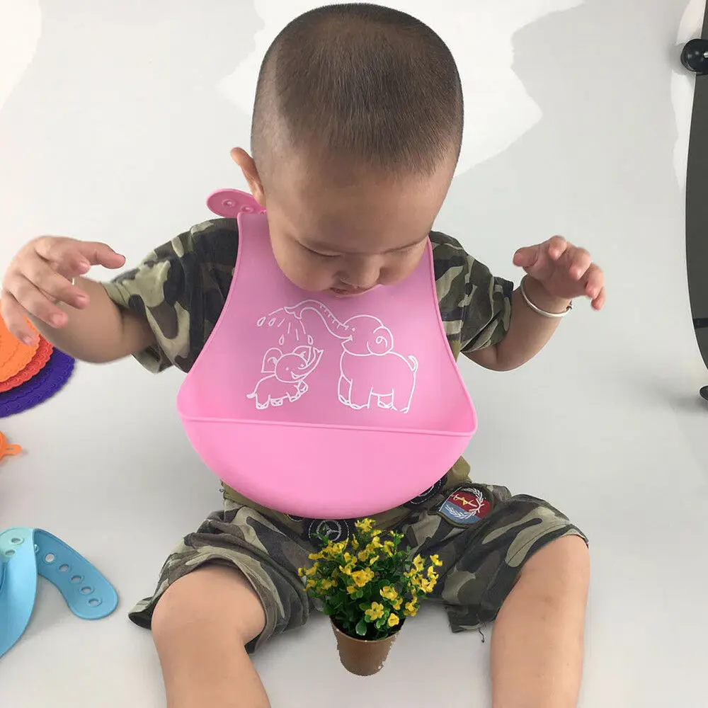 Baby Stuff Waterproof Silicone Bib Feeding Baby Newborn Cartoon Aprons Adjustable Baby Bibs Burp Cloths Bandana Bibs Baby Bibs