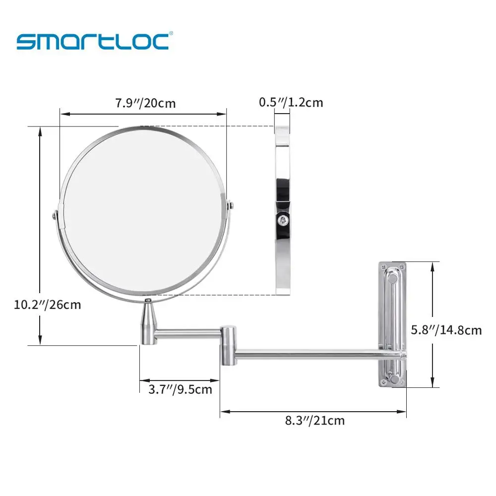 smartloc Extendable  8 inch 1X5X Magnifying Bathroom Mirror Smart Mirror Makeup  Wall Mounted Mirror Bathroom Mirror Cabinet 4
