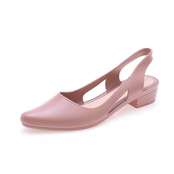 

Maggie's Walker Beach Shoes Women Rubber Sandals Summer Pointed-toe Slip-on Resin Wedges Sandals Rain Shoes Size 36~41